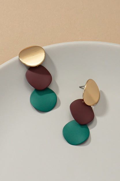 Color Plated Circle Drop Earrings