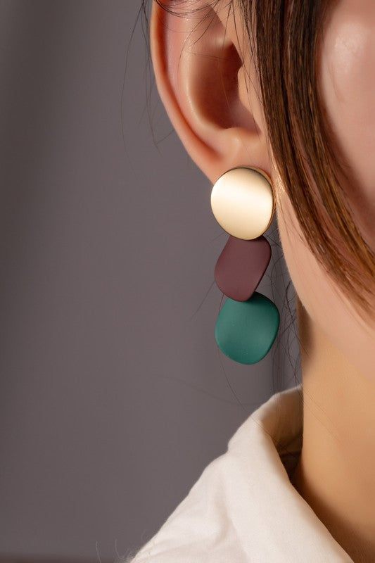 Color Plated Circle Drop Earrings