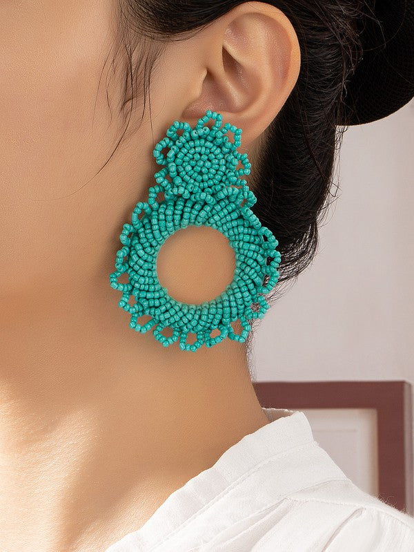 Handmade Statement Turquoise Bead Earrings