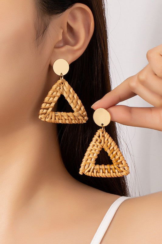 Woven Triangle Drop Earrings