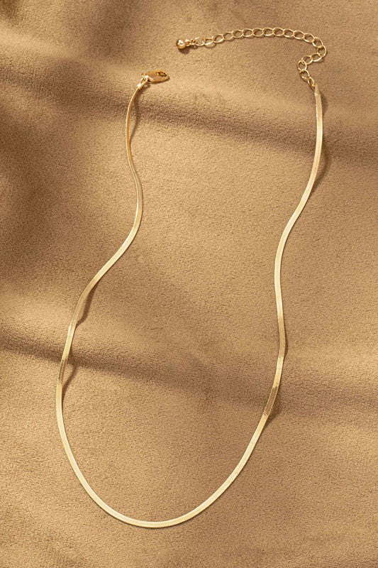 Skinny Herringbone Gold Chain Collar Necklace