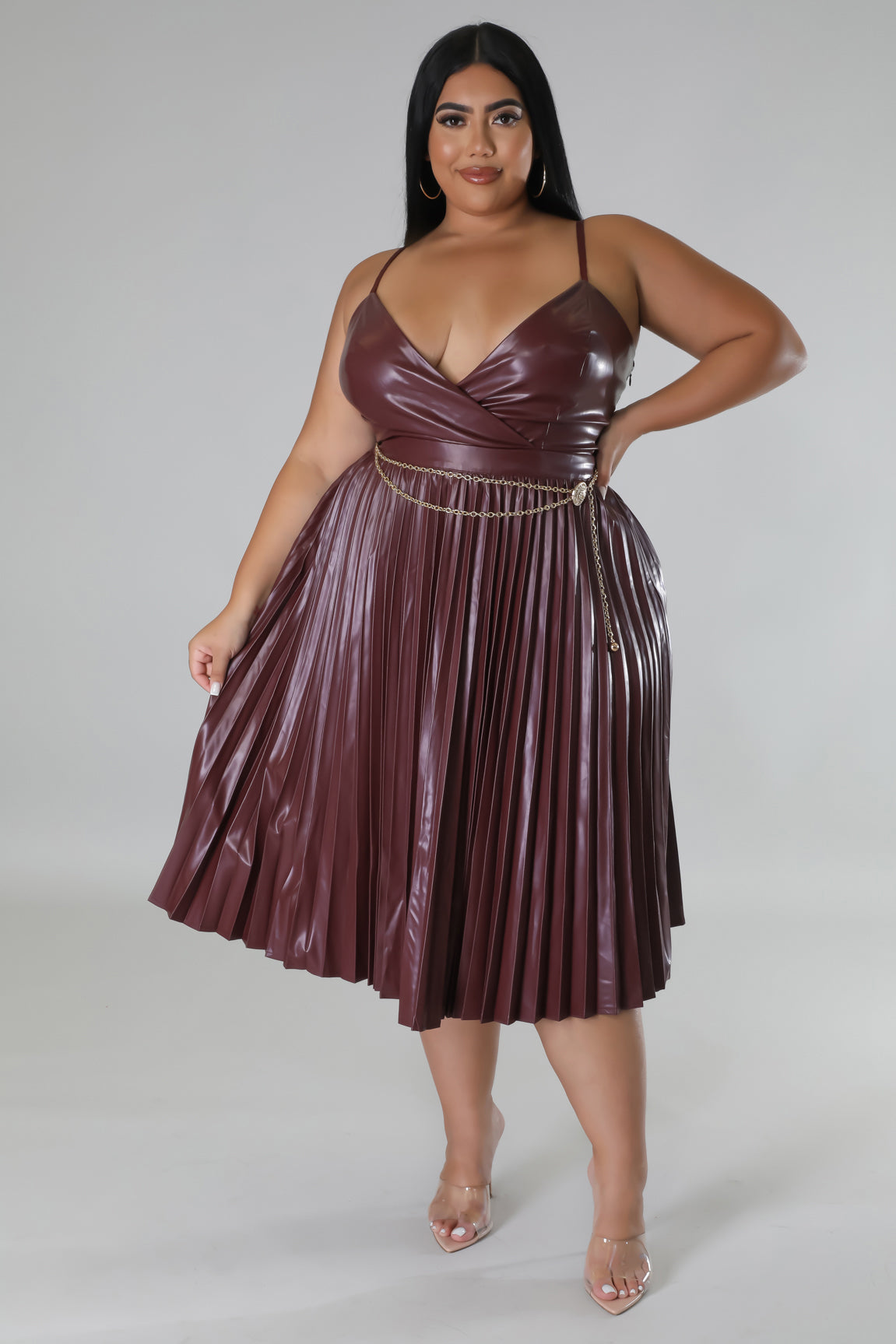 yoyo-reign-plus-size-clothing-Burgundy-Pleated-Belted-Skater-Dress