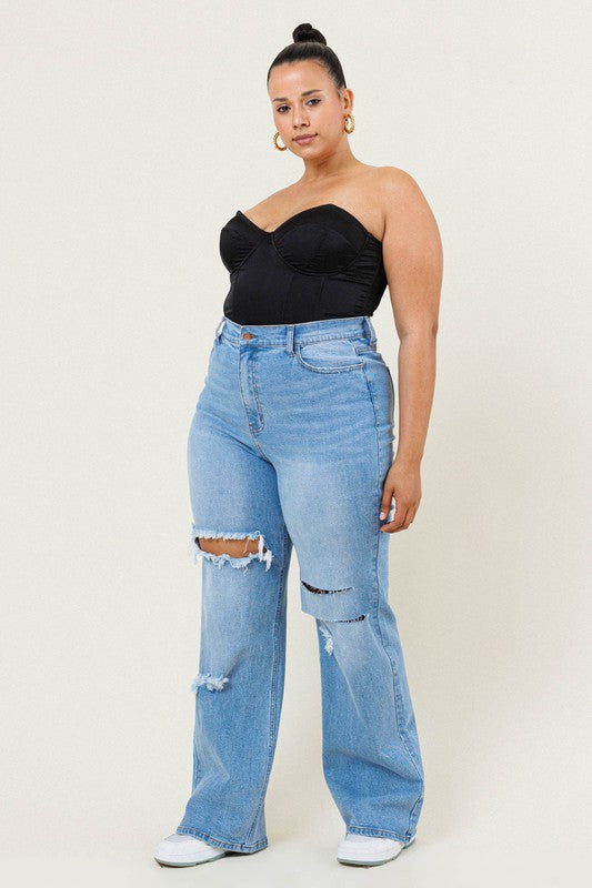 yoyo-reign-plus-size-clothing-High-Waisted-Stretch-&-Distressed-Wide-Leg-Jeans